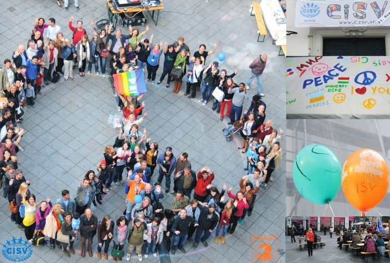 Das Friedenszeichen in Wien für den Peace One Day 2011